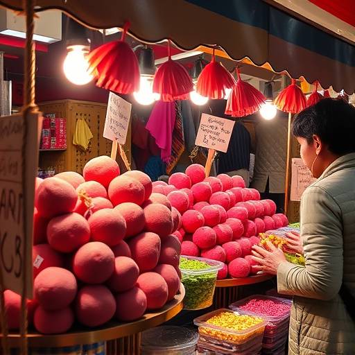 A food stall selling Samoosas, with a vendor handing out a batch to a customer.