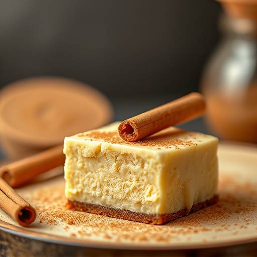 A freshly baked Melktert, sprinkled with cinnamon