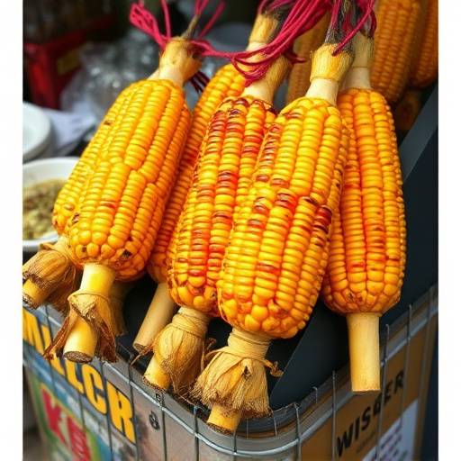 A stall selling mielies, with vendors grilling corn on the cob.