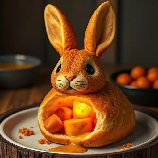 Bunny chow, a hollowed-out loaf of bread filled with curry.