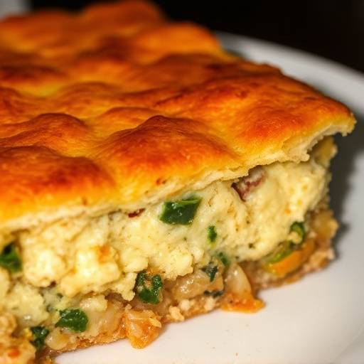 Close-up of Bobotie, a traditional South African dish.