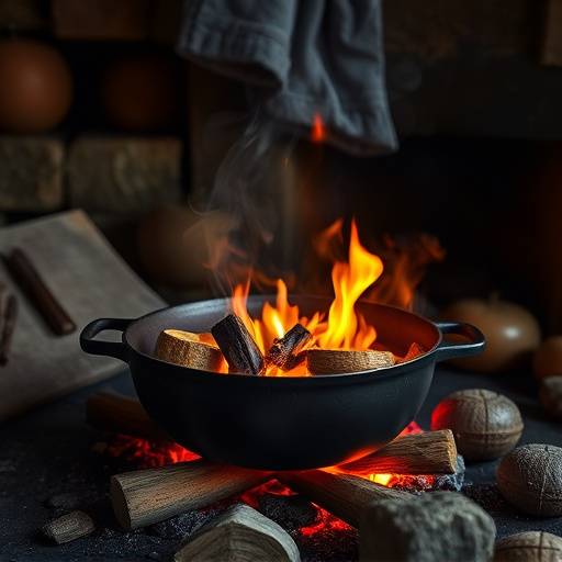 Potjiekos cooking over an open fire.